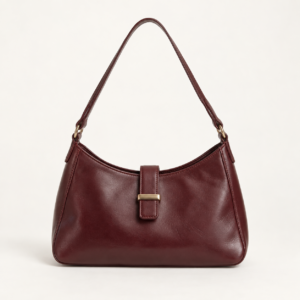 Cartera de cuero bordó